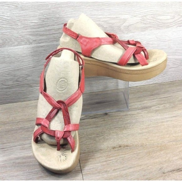 Vintage Women 2.25" Platform Sandal Red Strappy 70's Boho Hippie Style Sandals - Picture 4 of 10